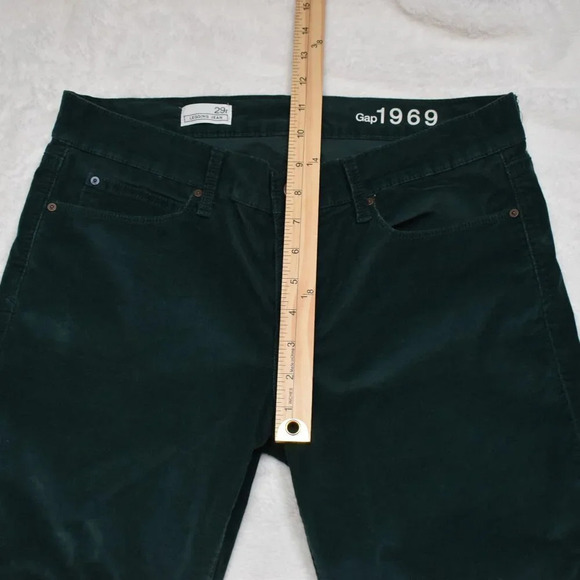 GAP 1969 Fine Corduroy Legging Jean Sz 29R Pants 5 Pocket Mid Rise Green Boho - Picture 13 of 15